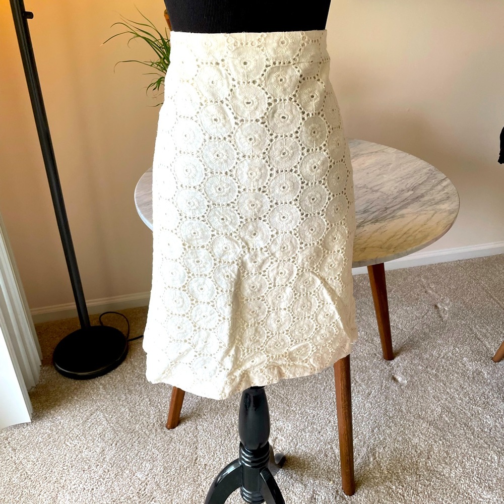 Cream colored patterned skirt